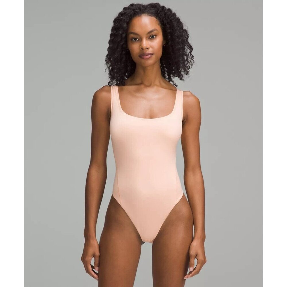 Lululemon XS Wundermost Square-Neck Sleeveless Bodysuit Nulu Peach (PCHB) NWT